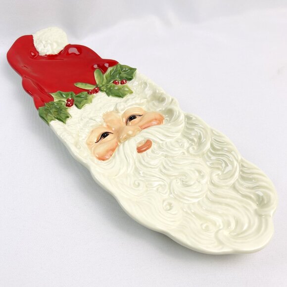 Fitz & Floyd Snack Therapy Christmas Holiday Santa Plate Platter 13” - Picture 2 of 8